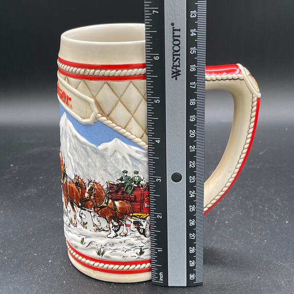 1985 "A" Series Anheuser Busch Budweiser Holiday Beer Stein Clydesdale Ceramarte - Picture 10 of 11